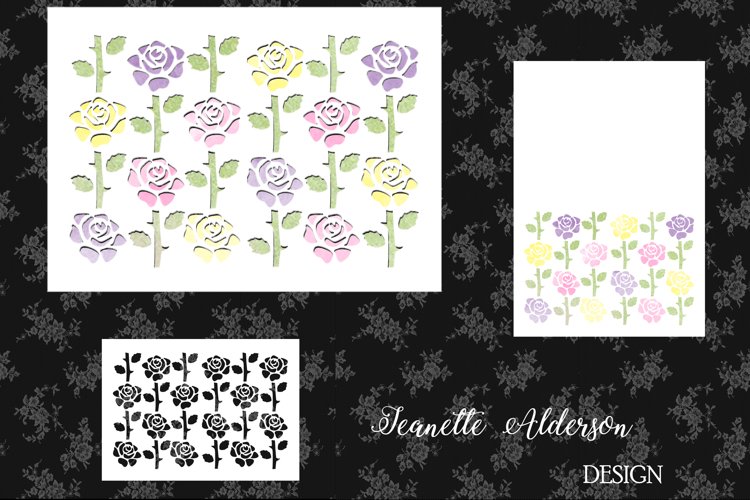 White Multi Coloured Rose card with matching Cutout Mat example image 1