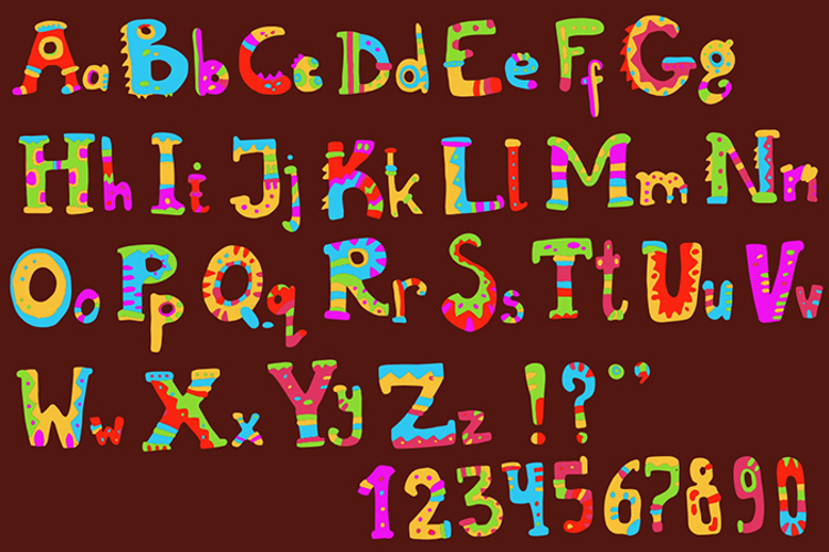 Ethnic brush painted vector alphabet