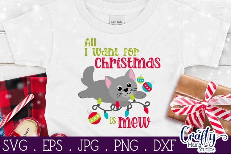 All I Want For Christmas Is Mew, Christmas Kitten Svg example image 1