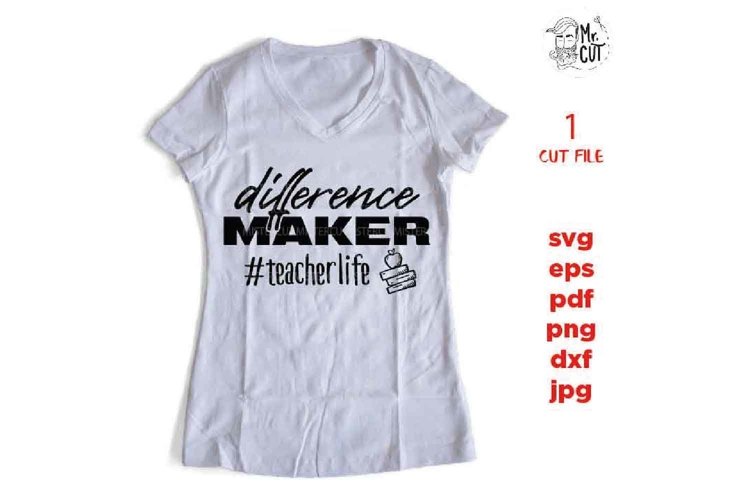 difference maker svg, School svg, Teaching svg, teacher dxf, example image 1