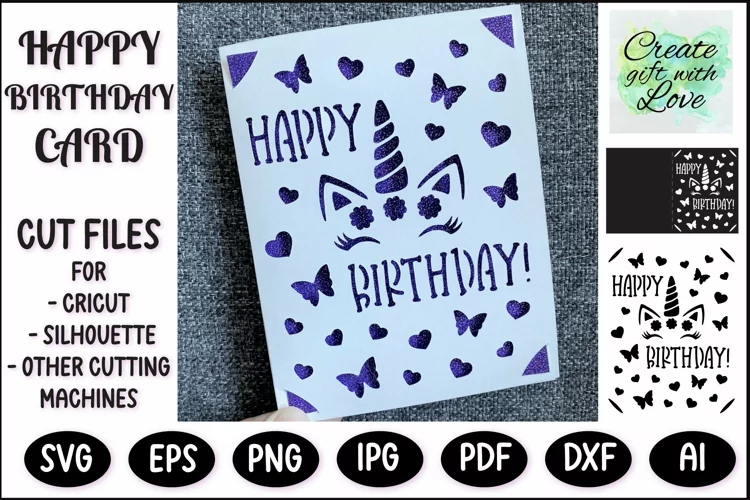 Happy Birthday cut Card | Paper cutting | Card template SVG