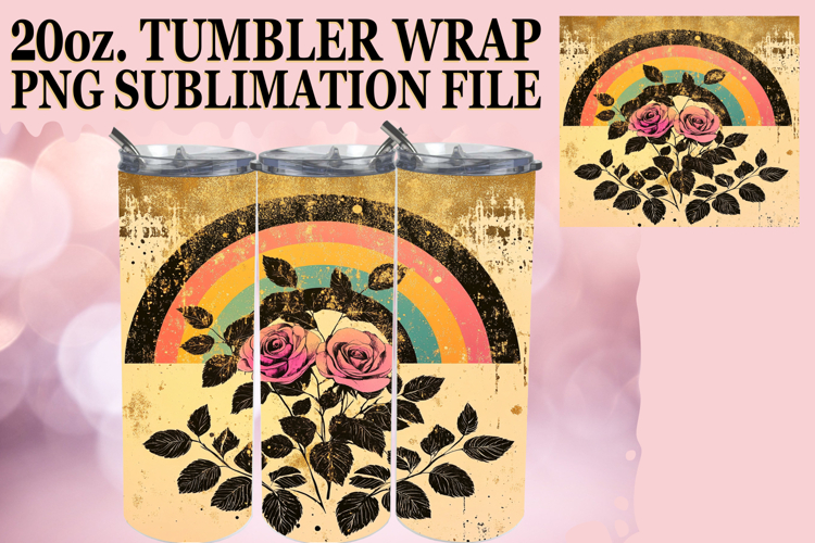 Magical Sublimation 20oz tumbler wrap, Rainbow example image 1