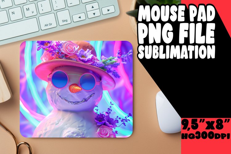Sunny Snowman Summer: Christmas Mouse Pad PNG