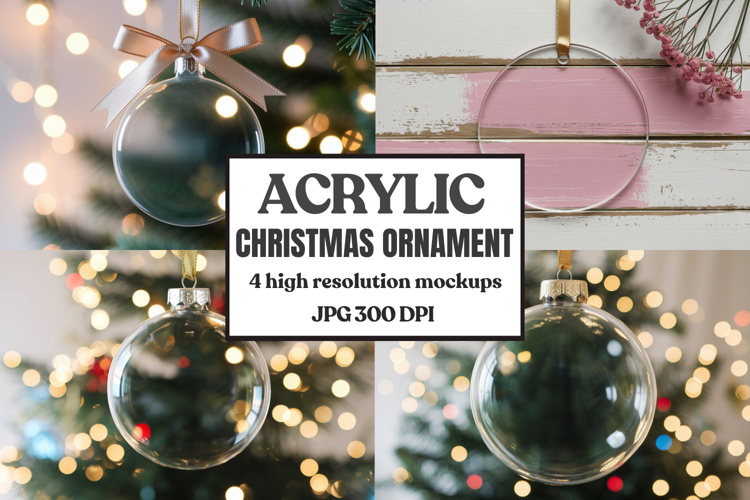 Acrylic Christmas Ornament Mockups | Clear Holiday Ornament