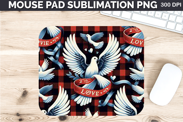Watercolor Dove Mouse Pad Sublimation - Valentines PNG
