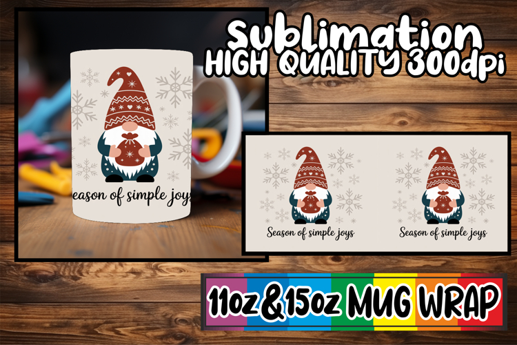 Timeless joy 11oz 15oz sublimation wrap, Holiday Gnome