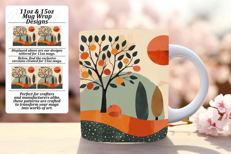 Boho Landscape Pattern Mug Wrap 11oz 15oz