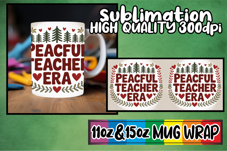 Playful joy 11oz 15oz mug wrap, Teacher