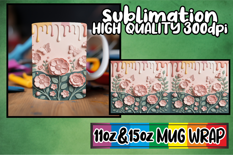 Sweet escapes 11oz 15oz sublimation wrap, 3D Flowers