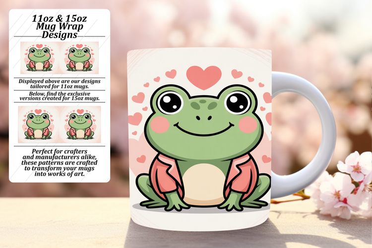 GRACEFUL 11oz PNG Mug Wrap Design , Valenines Animals