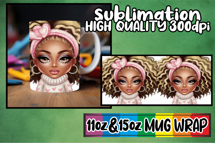 Refreshing spirit 11oz 15oz mug wrap, Afro Girl