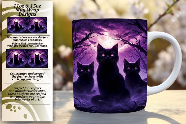 Serene 11oz Mug Wrap Png Design , Horror Halloween