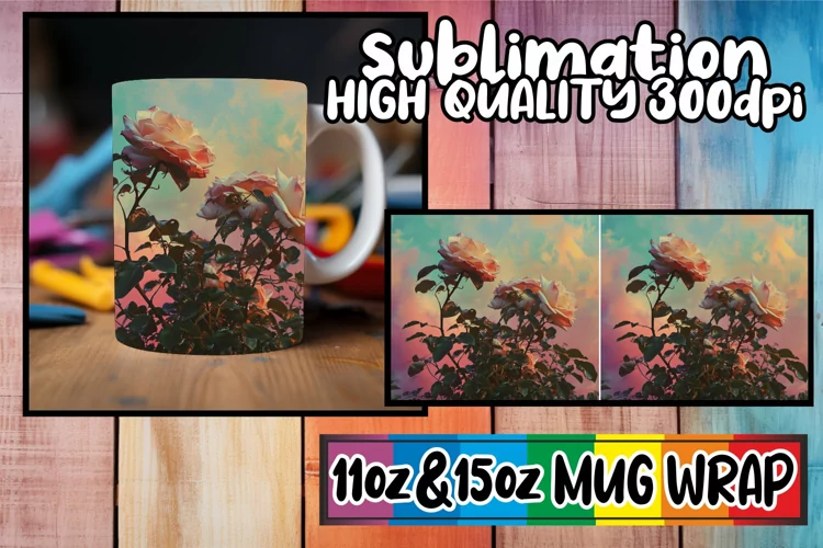 Retro Blossoms: Spring Mug Wrap SublimatioVintage Blossom Wo