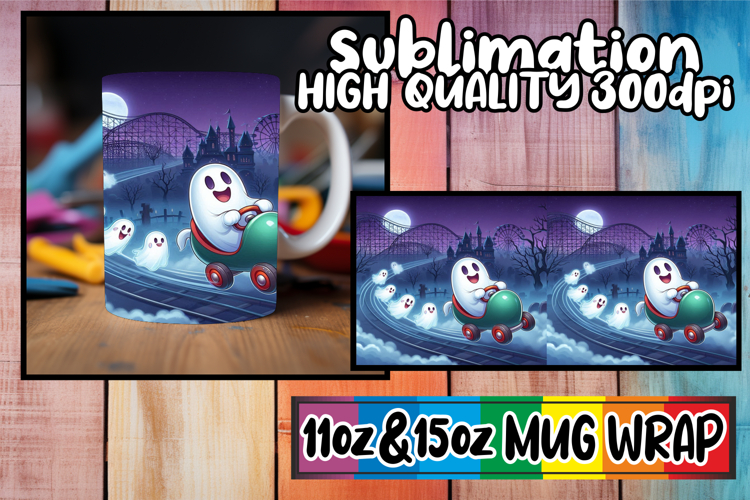 Whimsical views 11oz 15oz sublimation wrap, Ghost