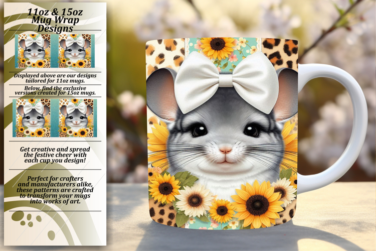 Creative 11oz Mug Wrap Png Template , Cute Animals