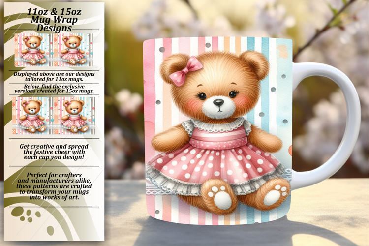 Sassy 15oz Mug Wrap Png Template , Teddy Bear