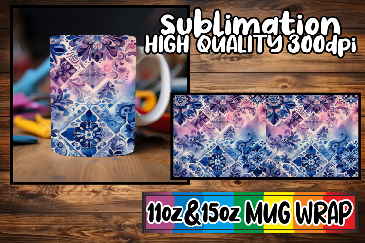 Bright smiles sublimation mug wrap, Watercolor Pattern