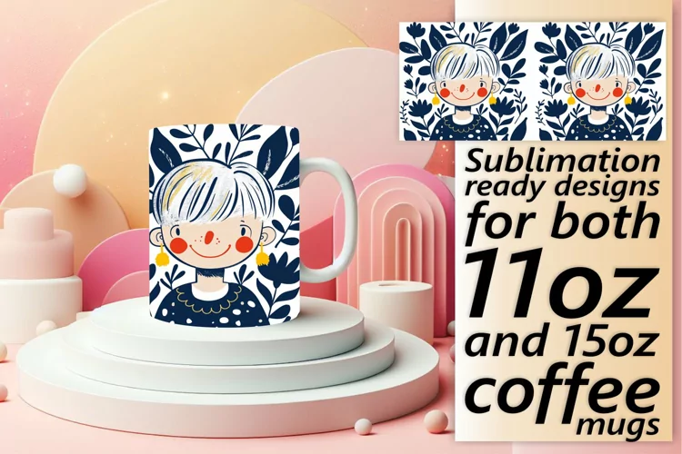 Stunning Woman with Flowers Mug Wrap Design 11oz/15oz