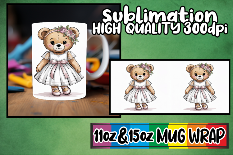 Gentle warmth 11oz 15oz mug wrap, Teddy Bear