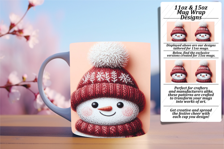 Chic 11oz Mug Wrap Png Artwork , Snowman