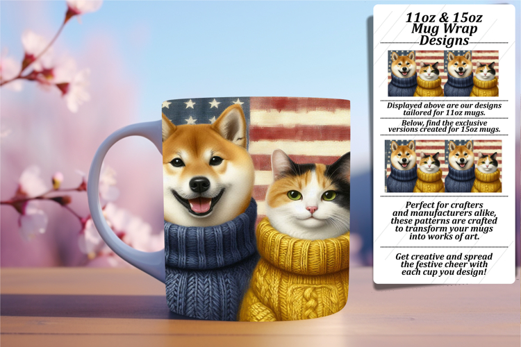 RICH 11oz Mug Wrap PNG Design , Dog and cat