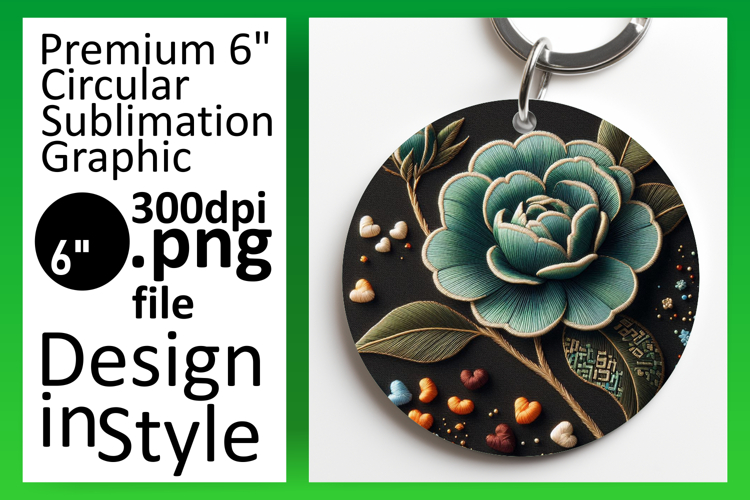 Elegant Circle Design Keychain Template , 3D Flower