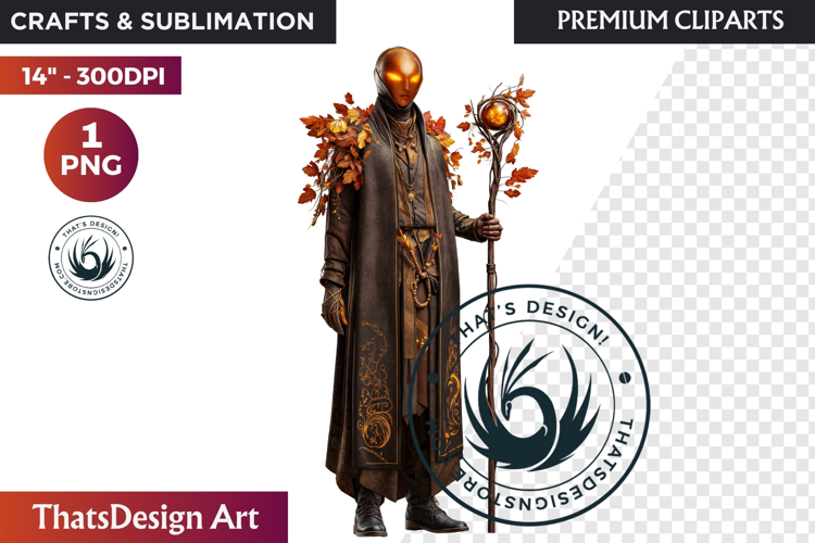 Fantasy Autumn Guardian - Epic Fall Character Clipart PNG