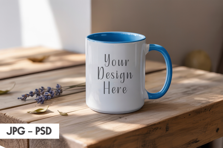 Blue Accent Mug Mockup PSD