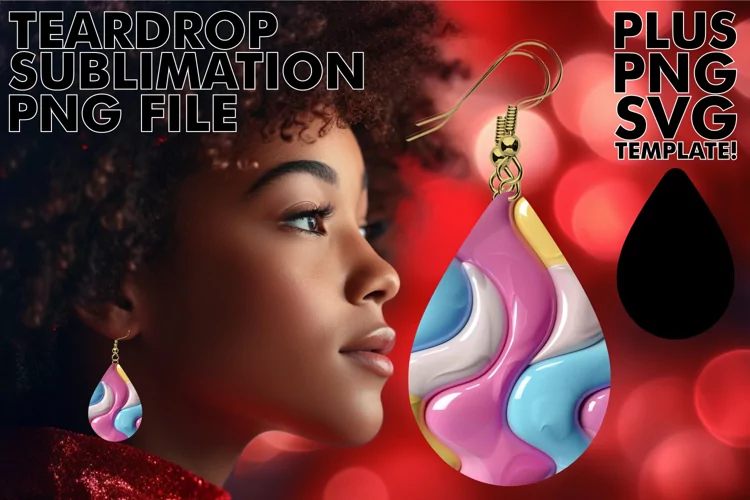 Floral Whimsy Puff Pattern Teardrop Earrings