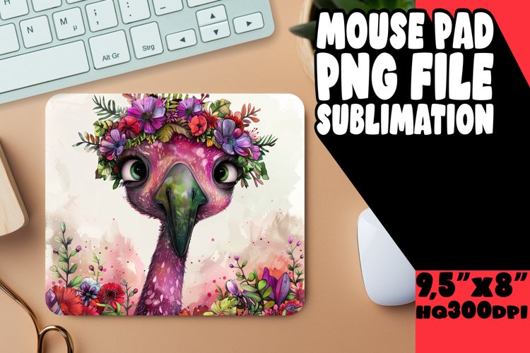 Watercolor Flamingo Mouse Pad for Spring example image 1
