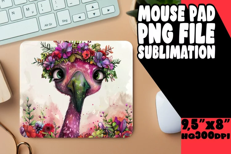 Watercolor Flamingo Mouse Pad for Spring
