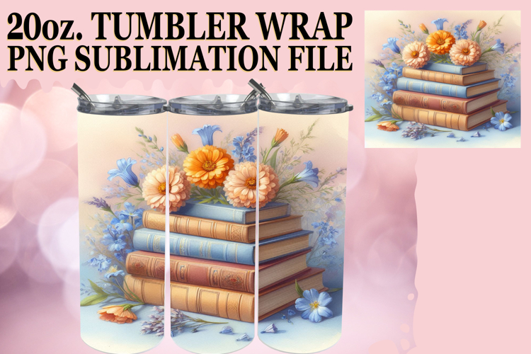 Sweet memories 20oz tumbler wrap, Book and flower