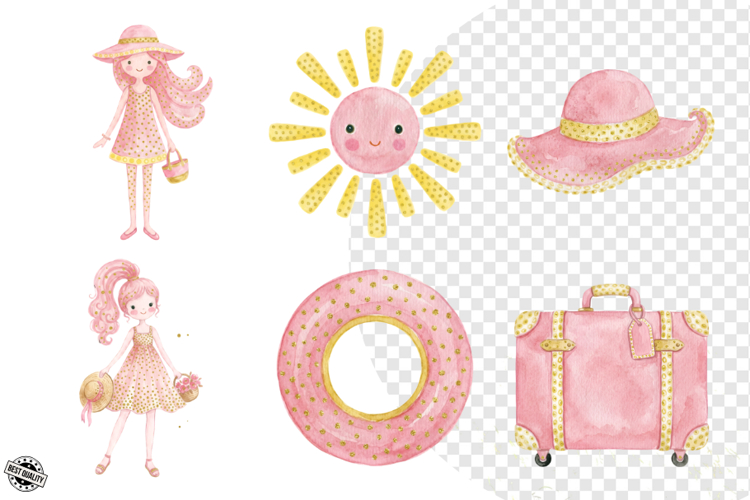 Pastel Hello Summer Elements Clipart example image 1