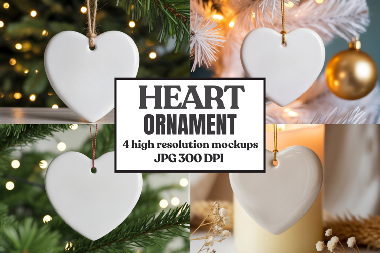Christmas Love Heart Ornament Mockup | Holiday Hanging