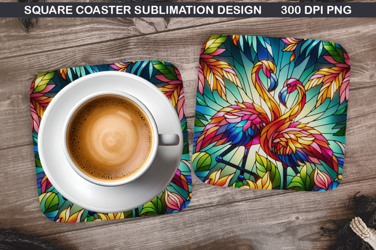 Flamingo Coaster Sublimation, Summer Coaster PNG Design