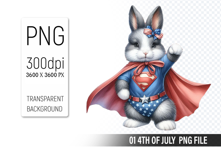 4th Of July Bunny Sublimation Clipart PNG Design