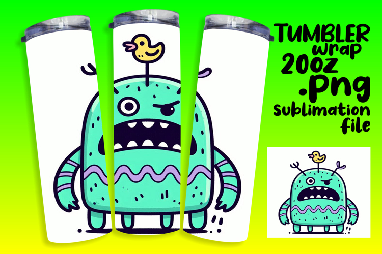 BEAUTIFUL 20oz Sublimation Tumbler Template , Monster