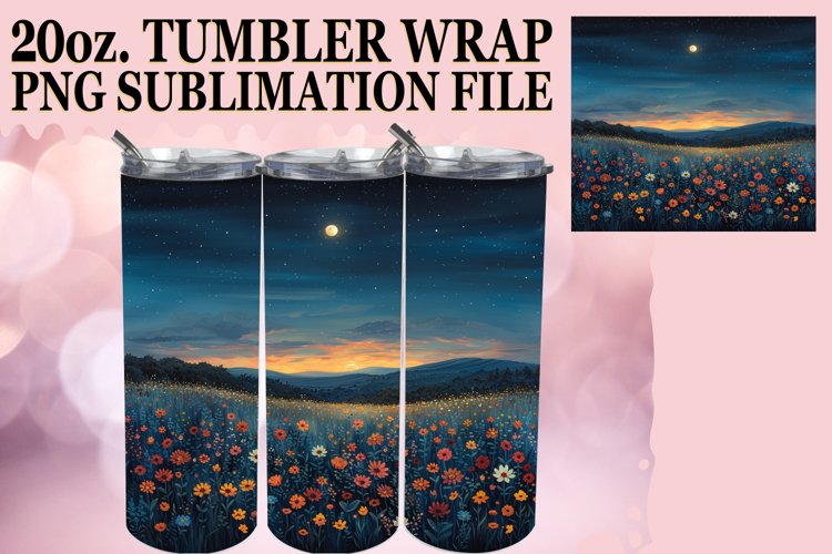 Whimsical Meadow of Flowers Tumbler Wrap example image 1