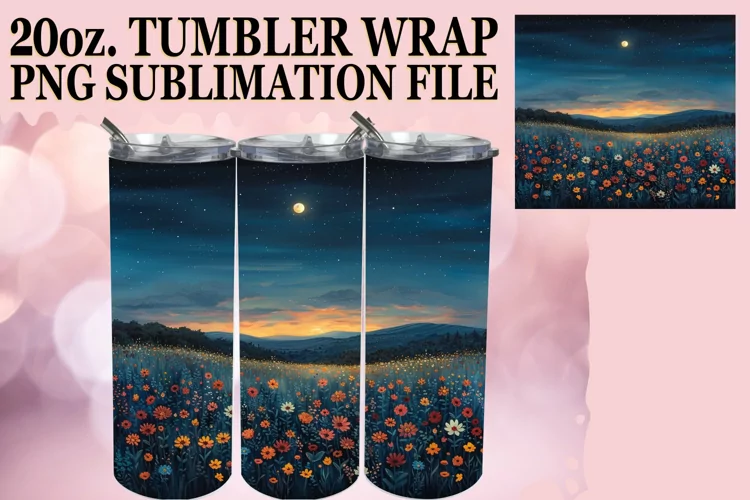 Whimsical Meadow of Flowers Tumbler Wrap