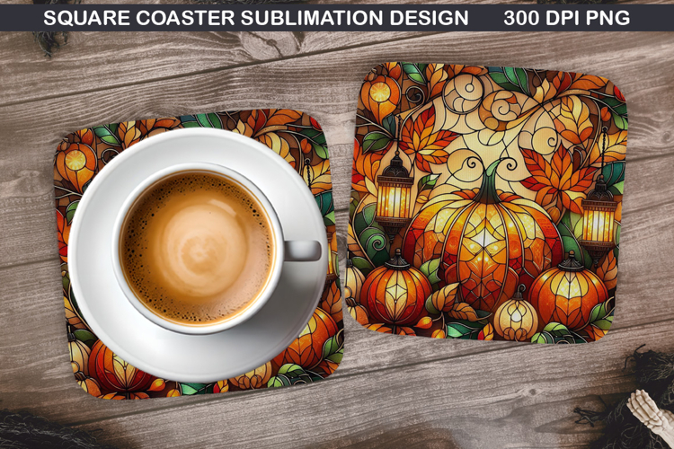Pumpkin Coaster Sublimation, Halloween Coaster PNG Design