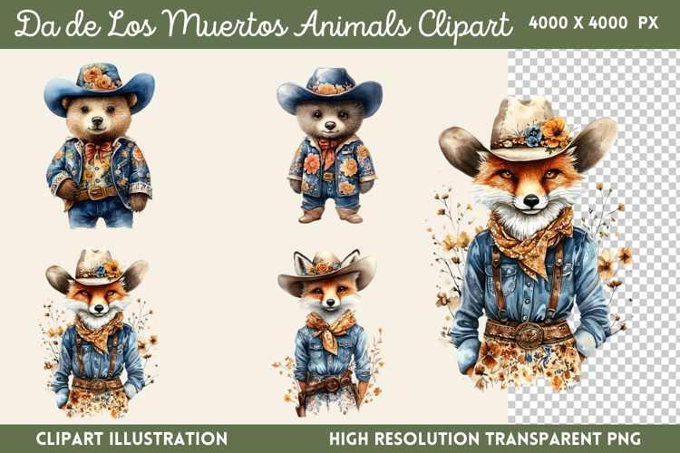 Da de Los Muertos Animals PNG