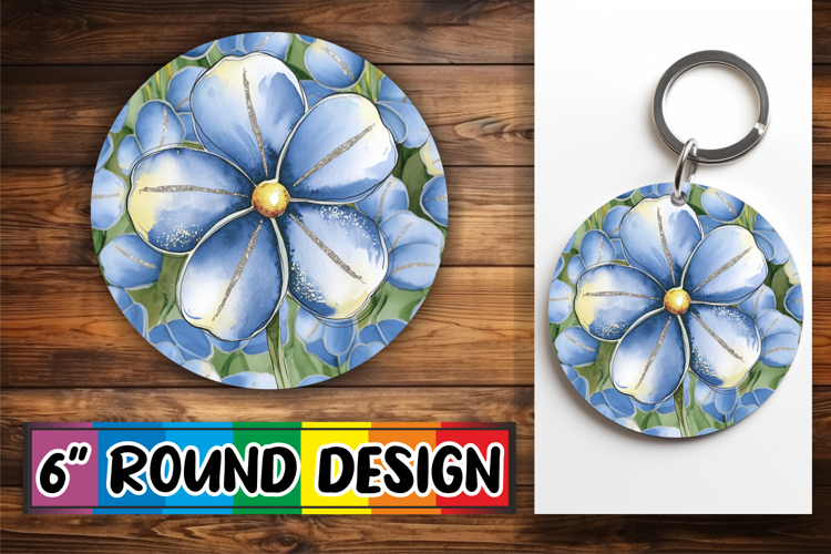 Cozy Keychain Round Design, Flower Pattern