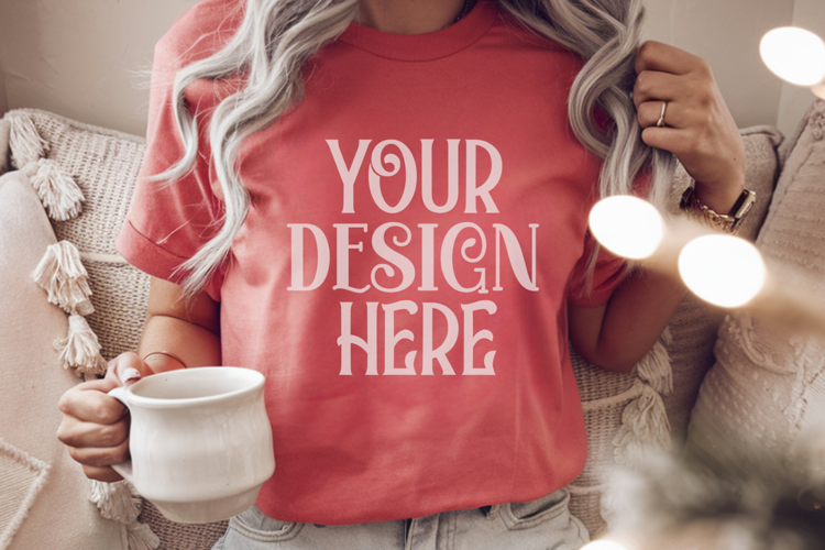 Red Comfort Colors 1717 Christmas Mockup, CC 1717