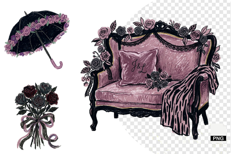 Goth Wedding Night Clipart example image 1