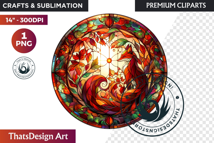 Autumn Thanksgiving Stained Glass PNG, Fall Pumpkin clipart example image 1