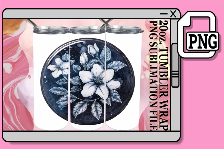 Fresh Blooms Denim Tumbler Sublimation 20oz
