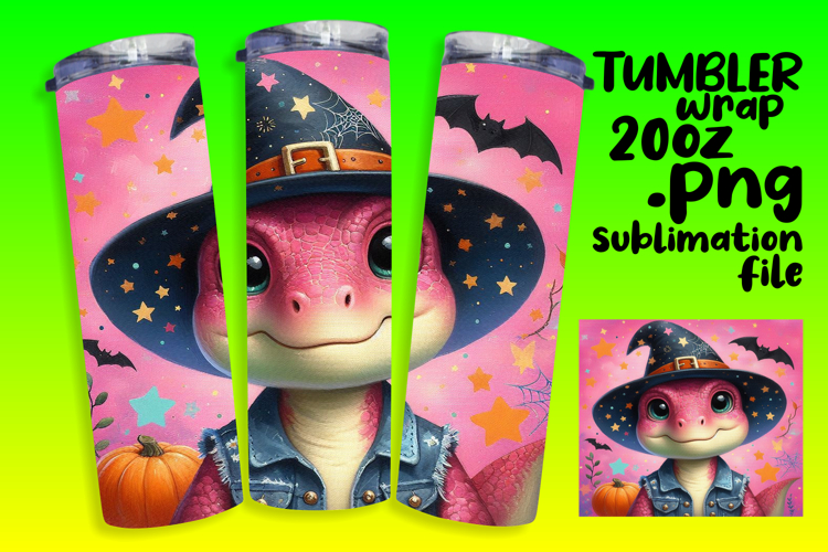 Custom 20oz Tumbler Graphics , Halloween Dino