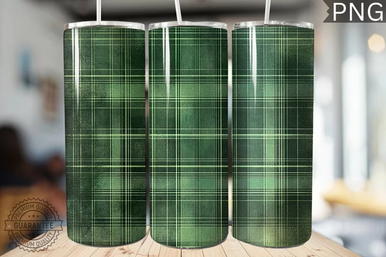 Green Plaid Tumbler Wrap - High Quality 300 Dpi