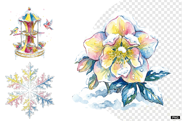 Snowy Butterfly Garden Clipart