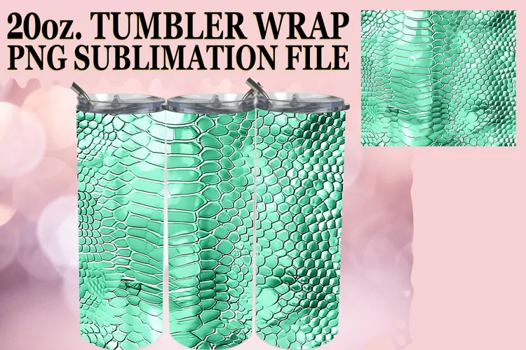3D Puff Quilt Tumbler Wrap PNG